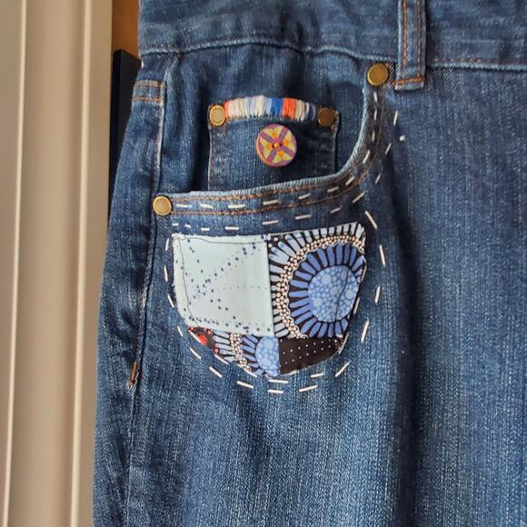 Refashioned and upcycled Ralph Lauren Chaps‎ denim jeans Size 16W - Picture 7 of 9